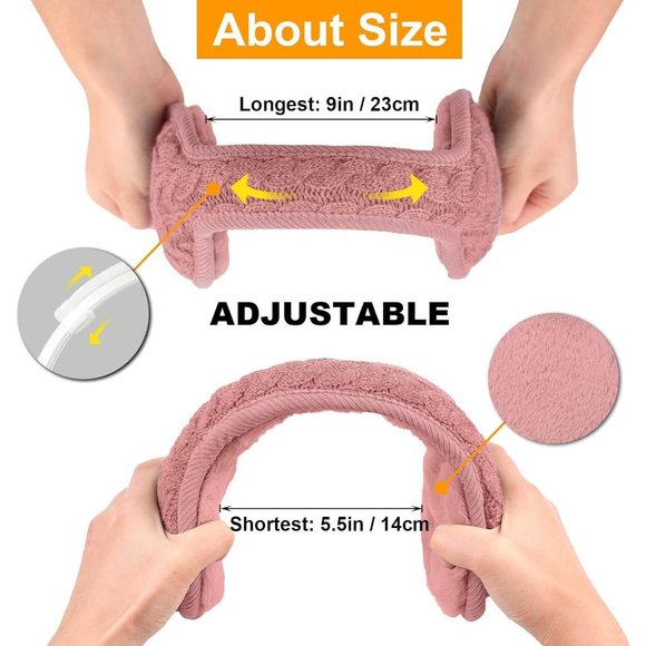 Unisex A-pink Warm Knit Cashmere Adjustable Wrap Outdoor Fur Earwarmer - Picture 6 of 6